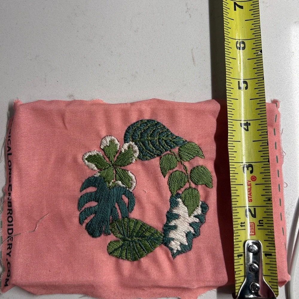 Hand Stitched Foliage Embroidery Plant Monstera